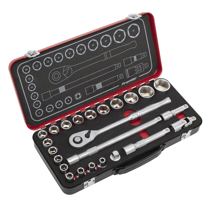 Sealey Premier Platinum Premier Platinum Socket Set 1/2"Sq Drive 24pc AK7924 Sealey Premier Platinum - Dynamic Drive
