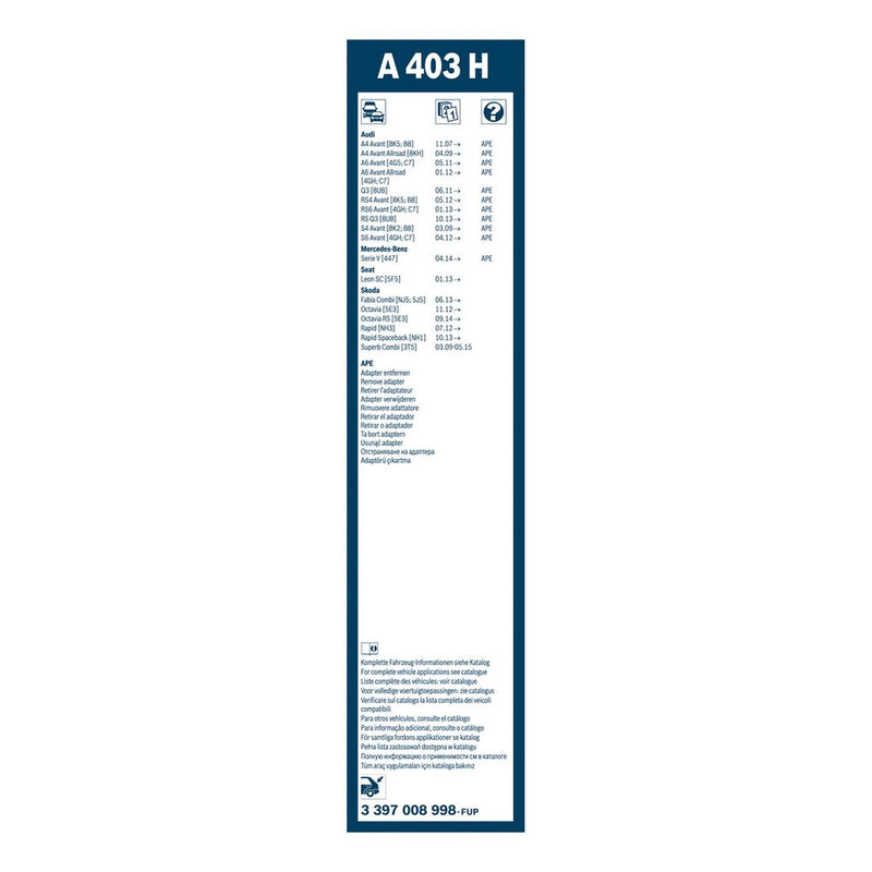 Bosch Aerotwin Wiper Blade 400mm — A403H fits Audi A4 Allroad B8 2009-2016