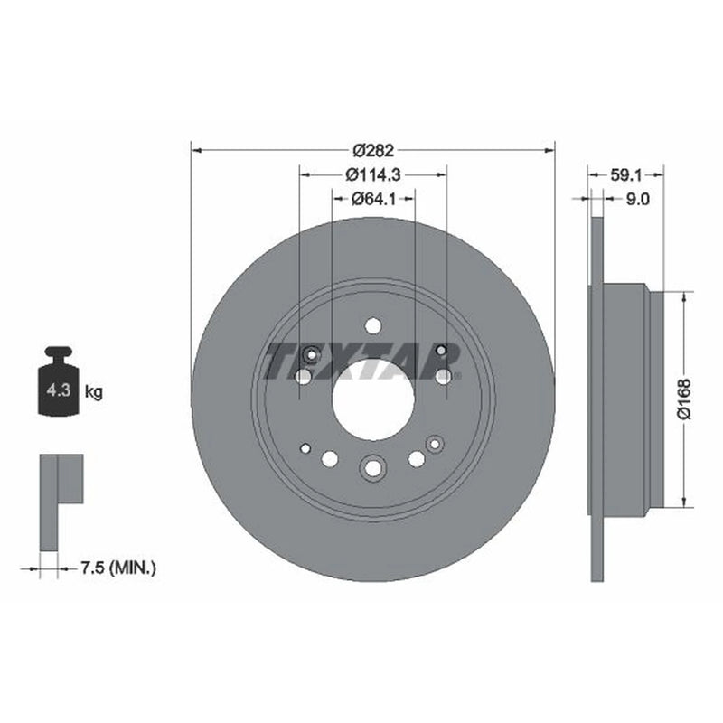 Textar 2 x Solid Rear Brake Discs 92261703-x2