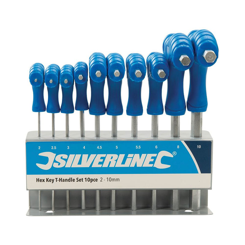 Silverline Hex Key T-Handle Set 10pce 2 - 10mm 323710 Silverline  - Dynamic Drive