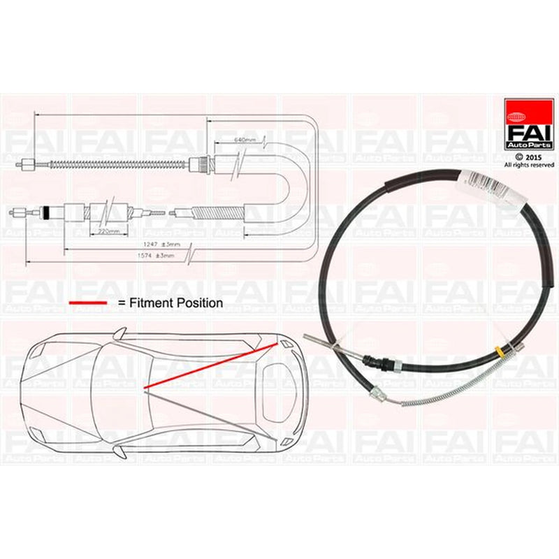 FAI Handbrake Cable Right Rear fits Peugeot 306 1993-2002