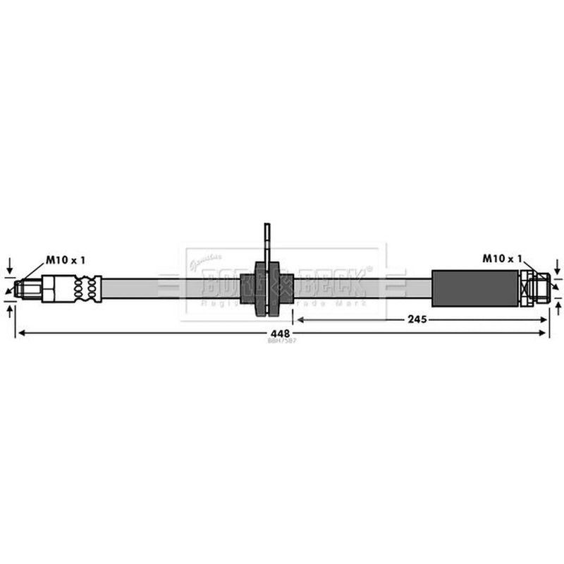 Borg & Beck Brake Hydraulic Hose Line Rear Right BBH7587
