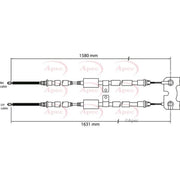 Apec Handbrake Cable Left Rear fits Ford Ka 1996-2008 1.3