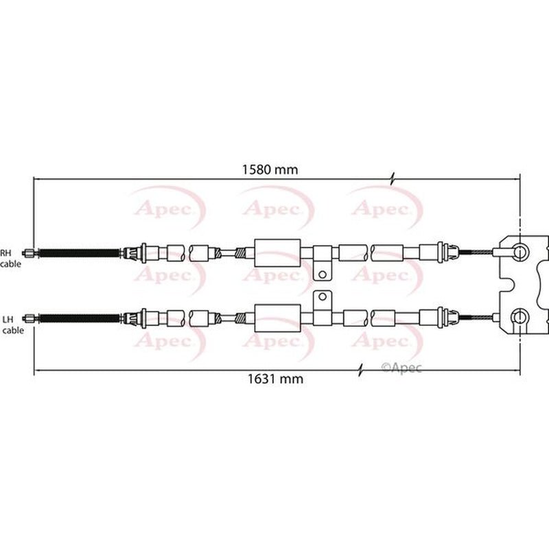 Apec Handbrake Cable Left Rear fits Ford Ka 1996-2008 1.3