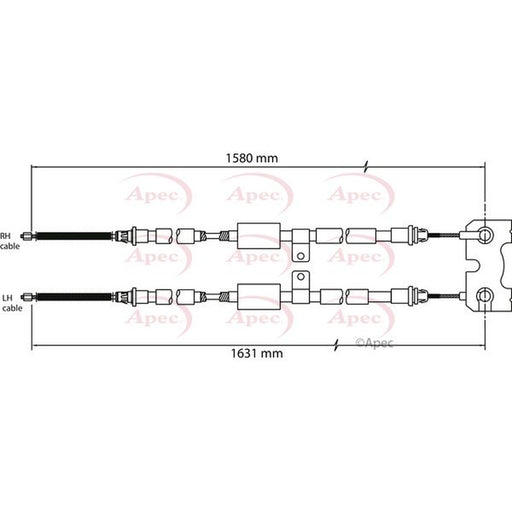 Apec Handbrake Cable Left Rear fits Ford Ka 1996-2008 1.3