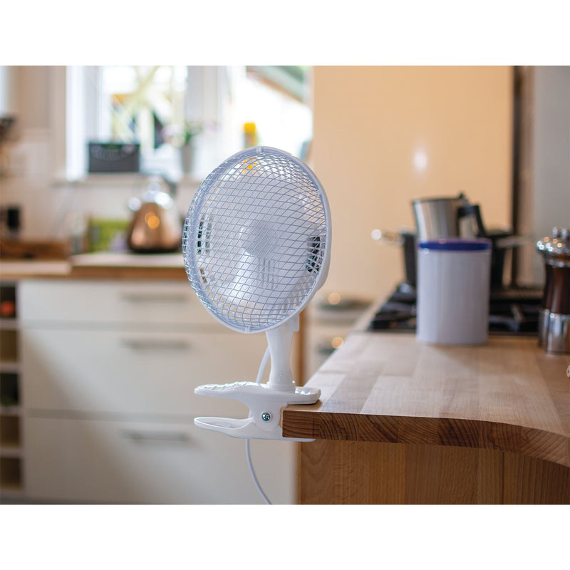 Draper 230V Clip-On Desk Fan, 6"/150mm, 15W 08710 Draper - Dynamic Drive