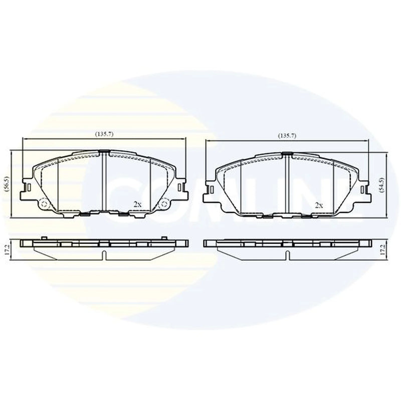 Comline 4 x Front Brake Pad Set fits Toyota Corolla 2019 on 1.8