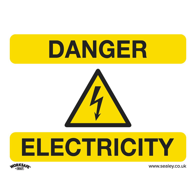 Sealey Warning Safety Sign Danger Electricity Rigid Plastic Pack of 10 Sealey - Dynamic Drive