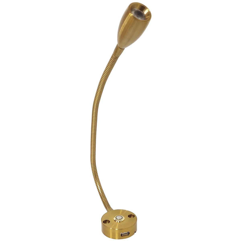 Long Neck Brass LED Reading Light (Warm White / Touch Dimmable / USB) Aten Lighting - Dynamic Drive