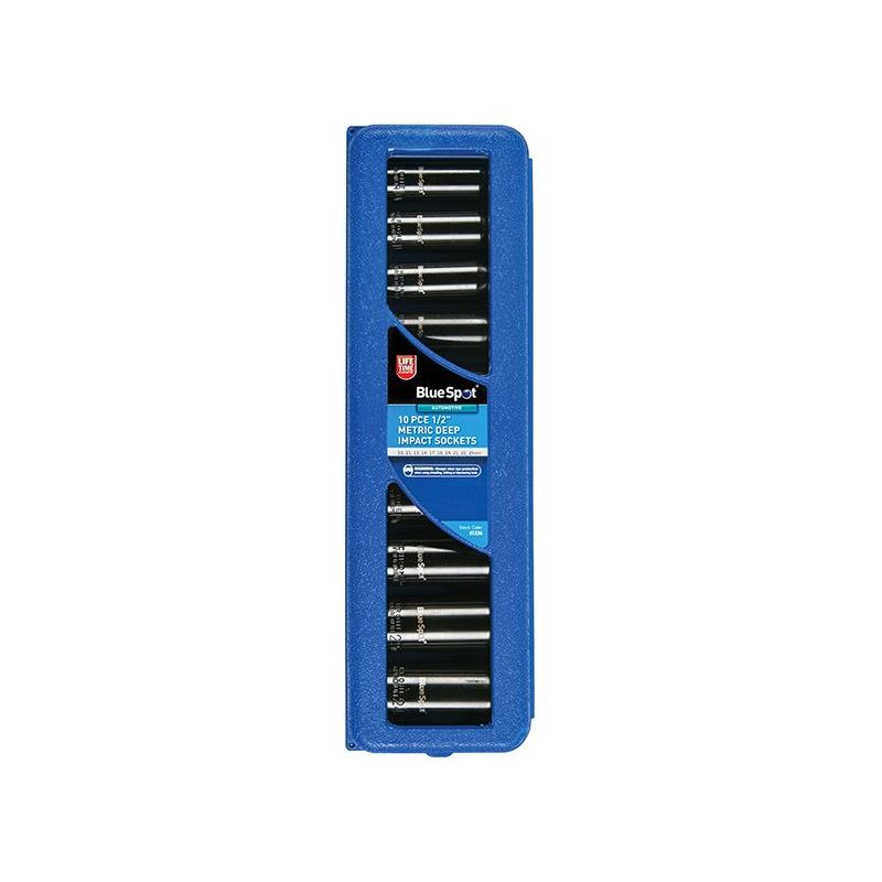 Bluespot Tools 1/2in Metric Deep Impact Socket Set 10-24mm, 10 Piece BlueSpot Tools - Dynamic Drive