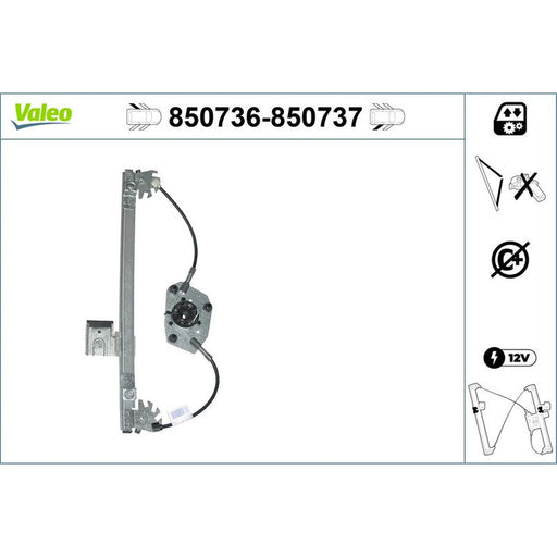 Valeo Electric Window Regulator Lifter Right Rear 850737