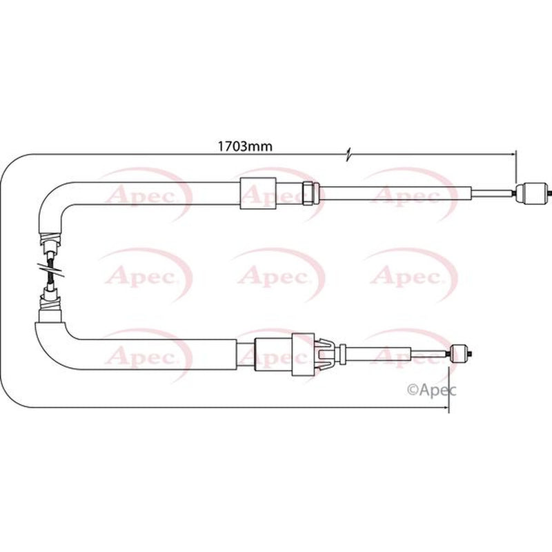 Apec Handbrake Cable Left Rear fits Citroën C3 II 2009-2016 1.0 1.1 1.2 1.4 1.6