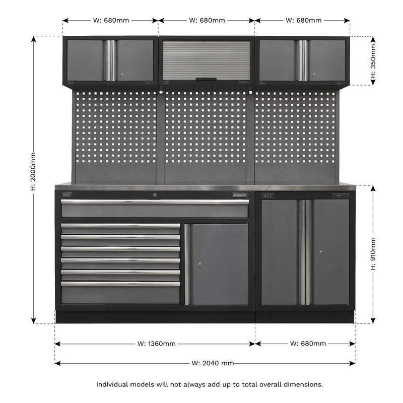 Sealey Superline Pro 2.04m Storage System Stainless Steel Worktop Sealey - Dynamic Drive