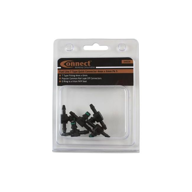 Connect Fuel Line Leak off T-Type Quick Connector 4mm x 6mm 5pc 34026 Tool Connection - Dynamic Drive