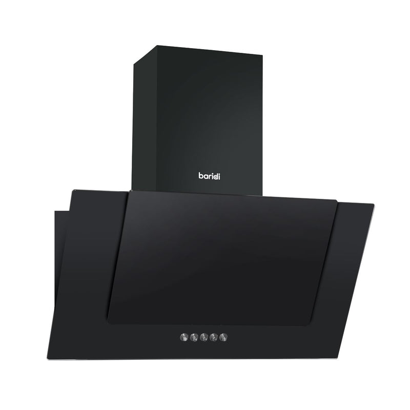 Baridi Angled Chimney Cooker Hood with Carbon Filters & LED Lamp - Black Glass Baridi - Dynamic Drive