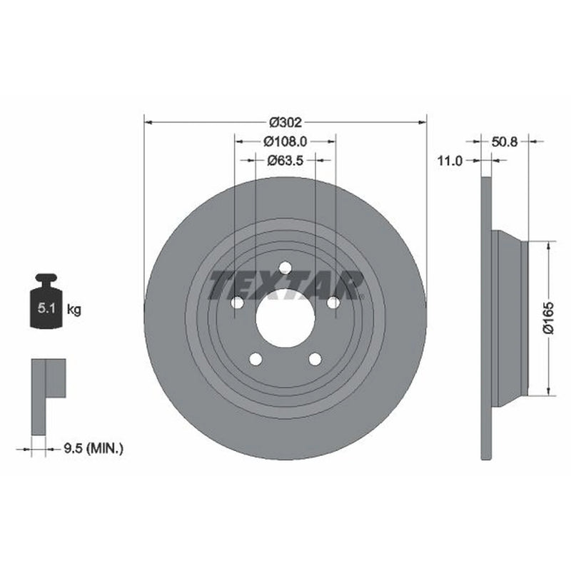 Textar 2 x Solid Rear Brake Discs 92268703-x2