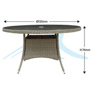 Dellonda Chester Rattan Wicker Round Outdoor Dining Table Tempered Glass Top Dellonda - Dynamic Drive