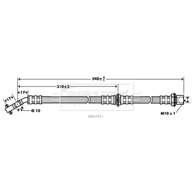 Borg & Beck Brake Hydraulic Hose Line Front Righ BBH7421