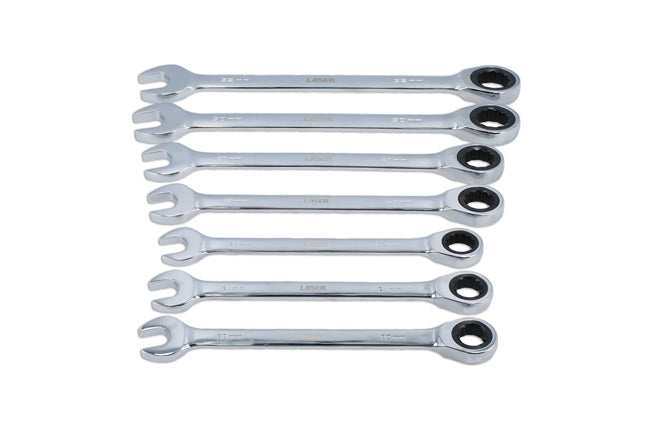 Laser Ratchet Ring Combination Spanner Set 20 - 32mm - 7pc Laser - Town Tools
