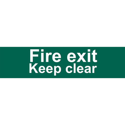 Draper Fire Exit Keep Clear' Safety Sign, 200 x 50mm 73221 Draper - Dynamic Drive