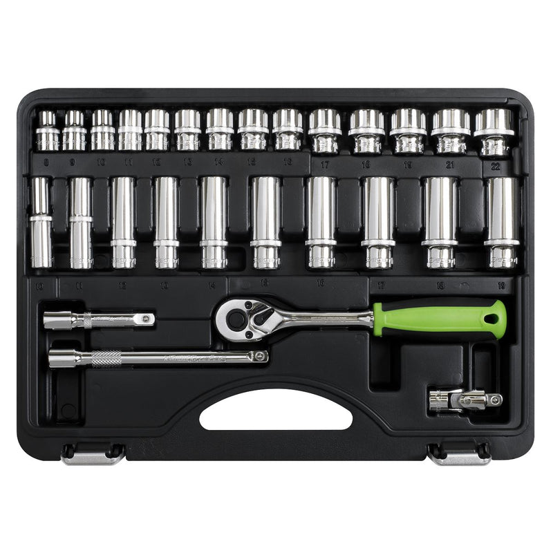 Sealey Socket Set 28pc 3/8"Sq Drive 6pt WallDrive Metric S01236 Sealey - Dynamic Drive