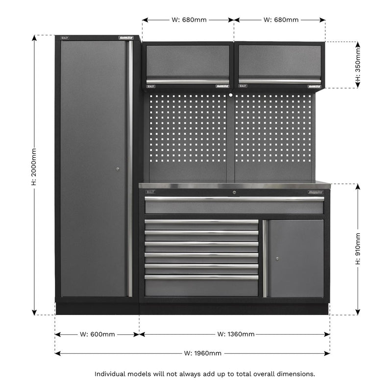 Sealey Superline Pro 1.96m Storage System Stainless Steel Worktop Sealey - Dynamic Drive