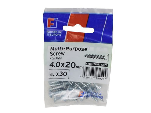 ForgeFix Multi-Purpose Pozi Screw CSK ST ZP 4.0 x 20mm ForgePack 30 ForgeFix - NN4 Online
