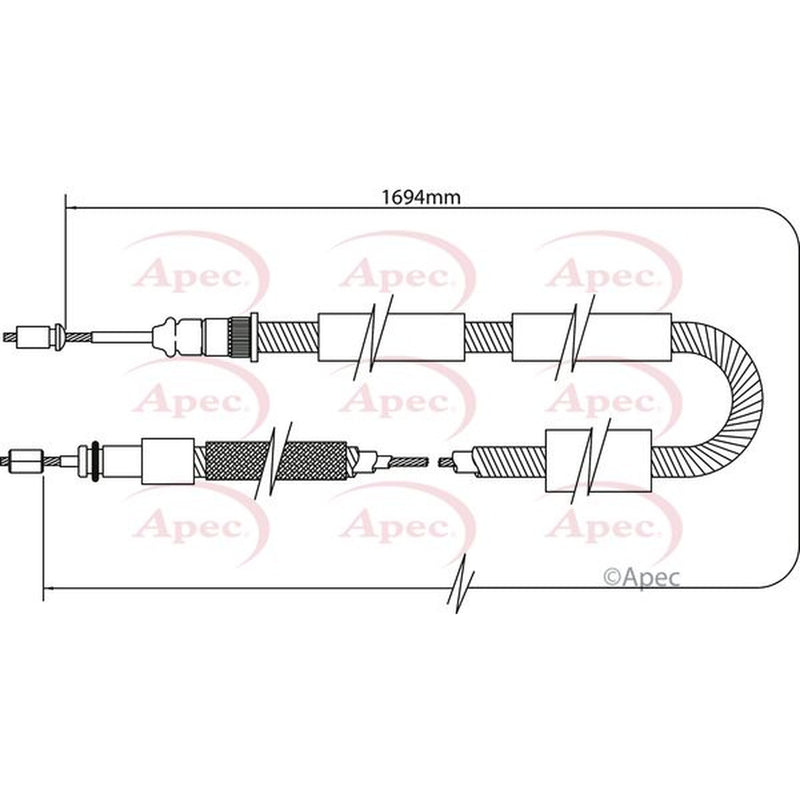 Apec Handbrake Cable Left Rear fits Peugeot 306 1993-2002 1.8 2.0