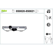 Valeo Electric Window Regulator Lifter Left Rear 850820
