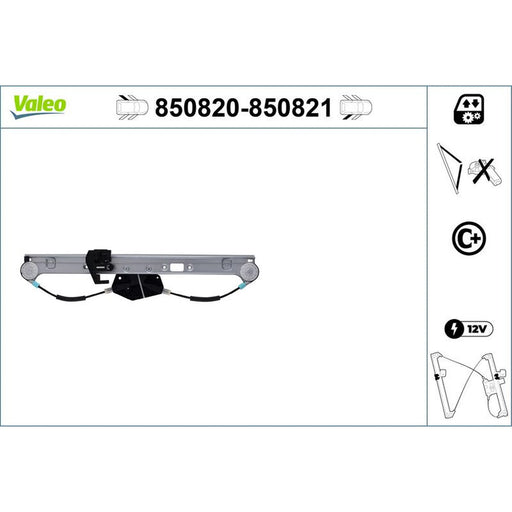 Valeo Electric Window Regulator Lifter Right Rear 850821