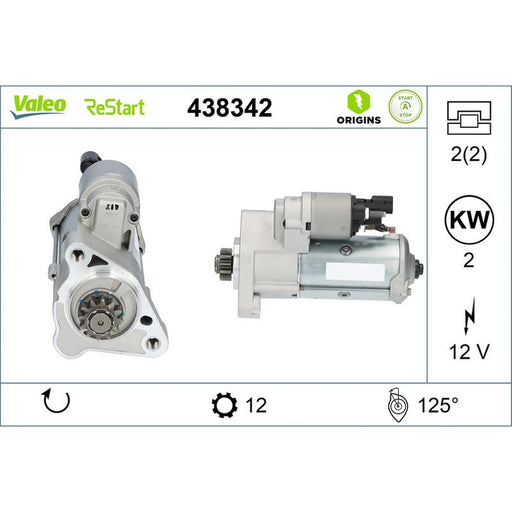 Valeo Starter Motor 12V 2kW 12 Teeth 438342