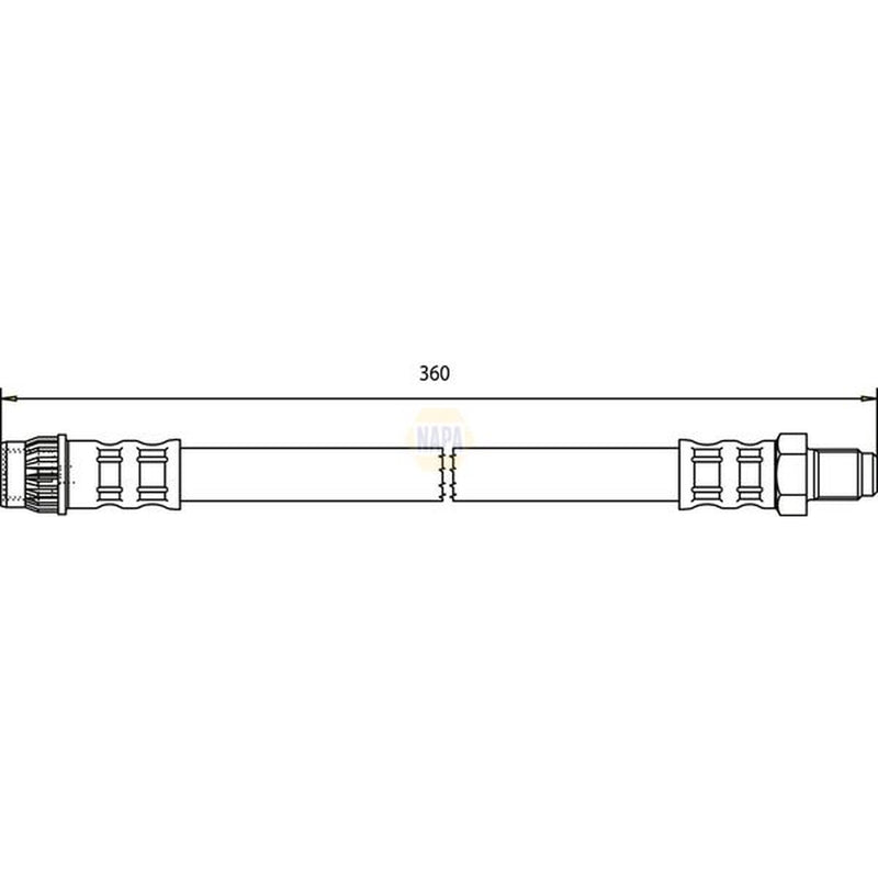 NAPA Brake Hydraulic Hose Line Front fits Nissan Kubistar 2003-2009 1.2 1.5 1.6