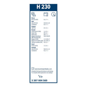 Bosch Conventional Wiper Blade 230mm — H230 fits Nissan Micra V 2016 on