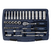 Sealey Socket Set 33pc 1/4"Sq Drive 6pt WallDrive Metric AK8990 Sealey - Dynamic Drive