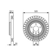 Bosch 2 x Vented Brake Discs fits Audi Q5 2008-2017 2.0 3.0