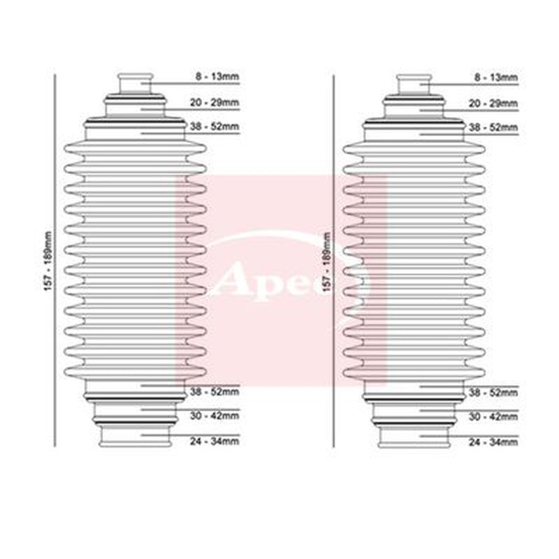 Apec Steering Bellow Kit Front fits Abarth Strada 1983-1987 2.0