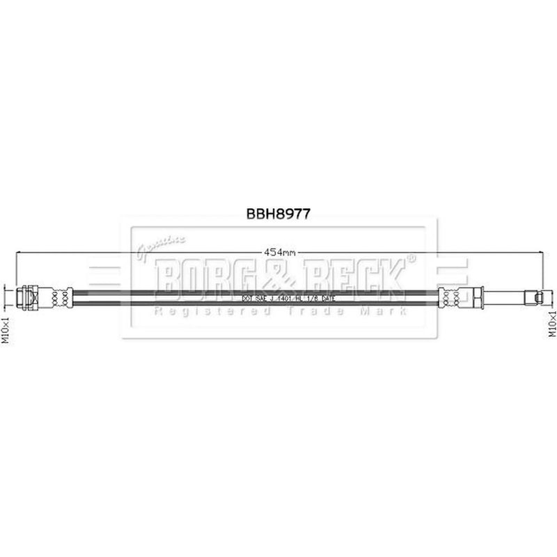 Borg & Beck Brake Hydraulic Hose Line Rear Rig BBH8977