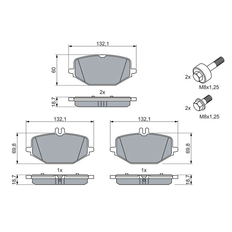 Bosch Front & Rear Pads fits Mercedes-Benz Gle 2018-2023 167.119 167.121 167.123