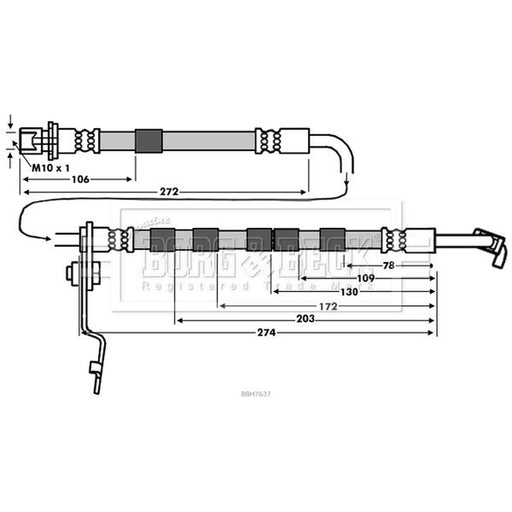 Borg & Beck Brake Hydraulic Hose Line Front Right BBH7637