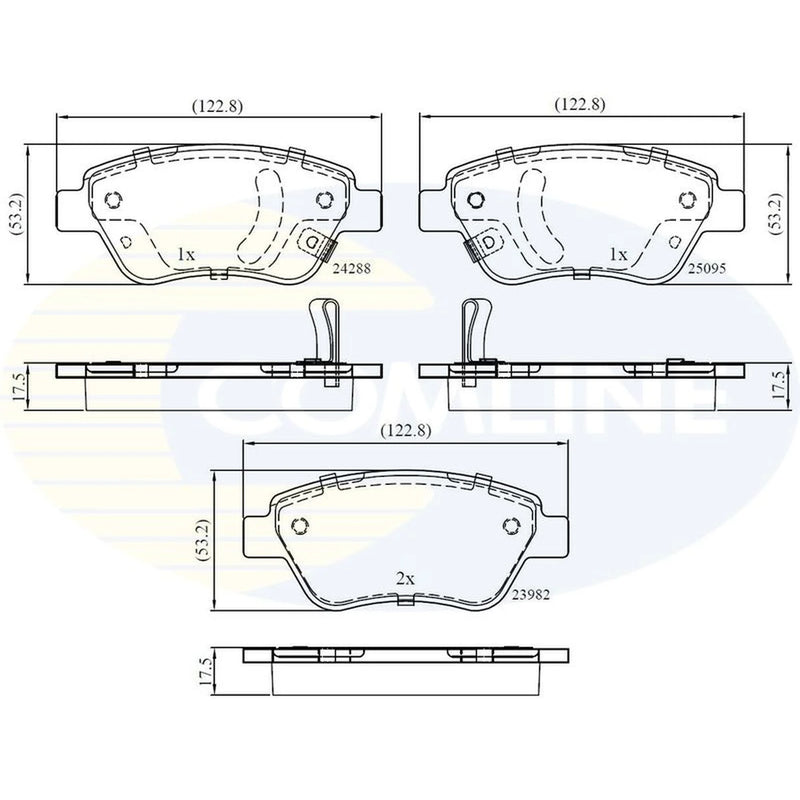 Comline 4 x Front Brake Pad Set fits Opel Adam 2012-2019 1.2 1.4