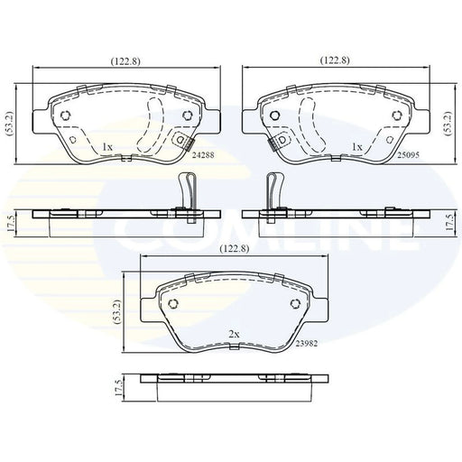 Comline 4 x Front Brake Pad Set fits Opel Adam 2012-2019 1.2 1.4
