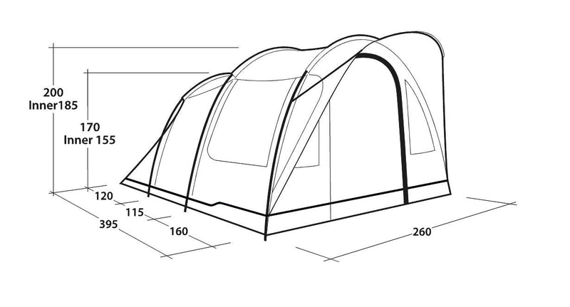 Outwell Sky 4 Pole Tent Blue 4 Person Outwell - Dynamic Drive