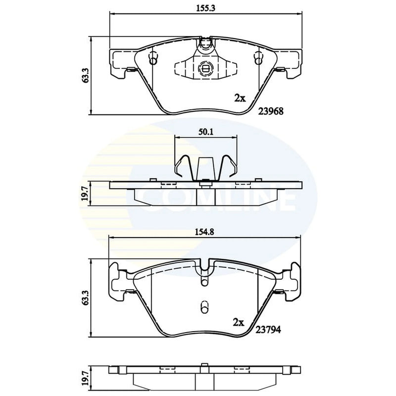 Comline 4 x Front Brake Pad Set fits BMW 1 2004-2013