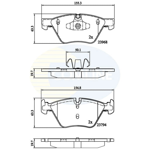 Comline 4 x Front Brake Pad Set fits BMW 1 2004-2013