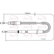 Apec Handbrake Cable Left Rear fits Citroën C2 2003-2010 1.4 1.6