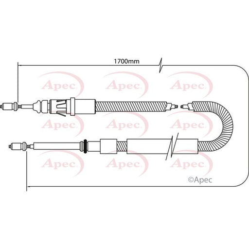 Apec Handbrake Cable Left Rear fits Citroën C2 2003-2010 1.4 1.6