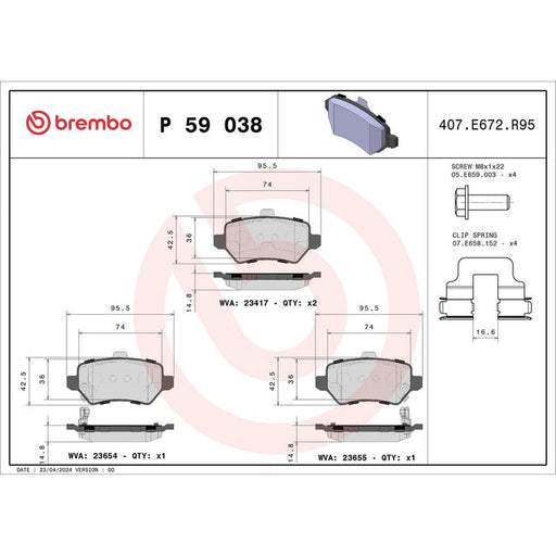 Brembo Rear Brake Solid Discs & Pads fits Kia Venga 2010-2019 1.4 1.6