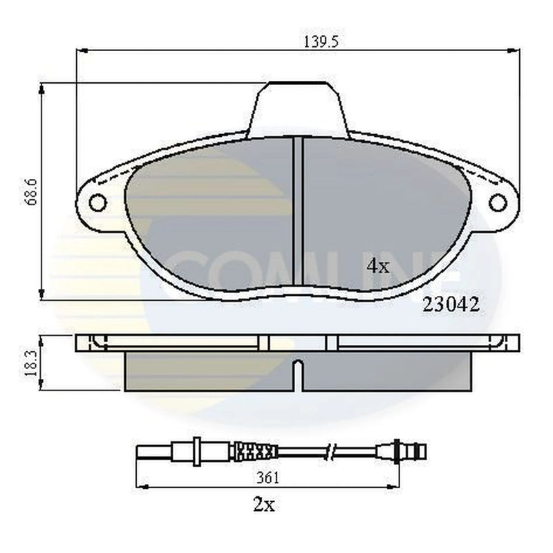 Comline 4 x Front Brake Pad Set fits Citroën Dispatch I 1995-2006 1.6 1.9 2.0