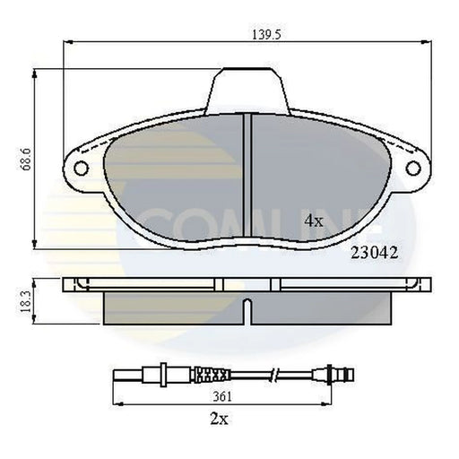 Comline 4 x Front Brake Pad Set fits Citroën Dispatch I 1995-2006 1.6 1.9 2.0