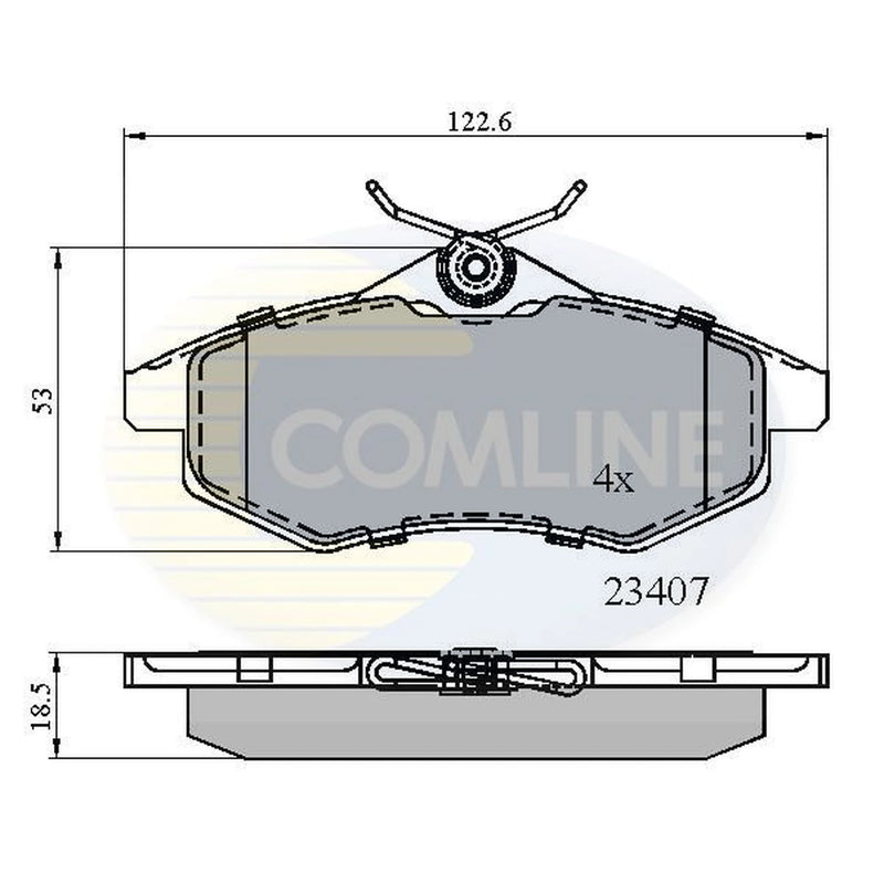 Comline 4 x Front Brake Pad Set fits Citroën C2 2003-2012 1.1 1.4